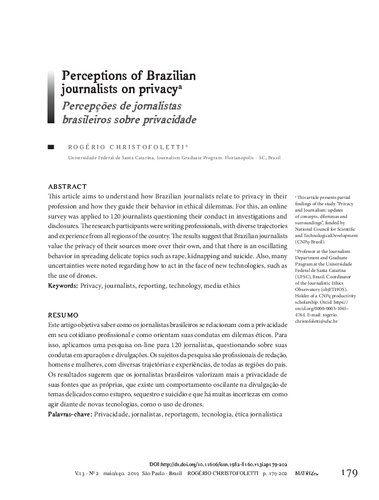 Perceptions of Brazilian journalists on privacy