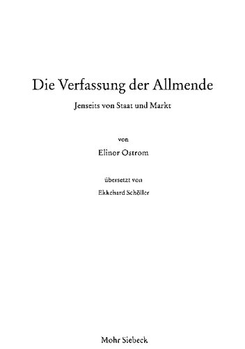 Die Verfassung der Allmende : Jenseits von Staat und Markt
