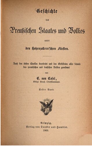 Geschichte des Preußischen Staates und Volkes unter den Hohenzollernschen Fürsten