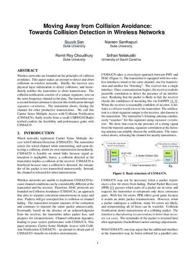 Moving Away from Collision Avoidance: Towards Collision Detection in Wireless Networks
