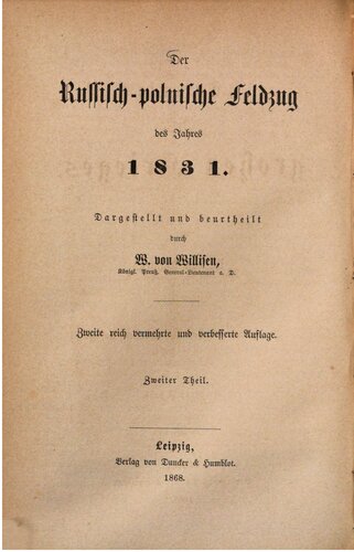 Der Russisch-Polnische Feldzug des Jahres 1831