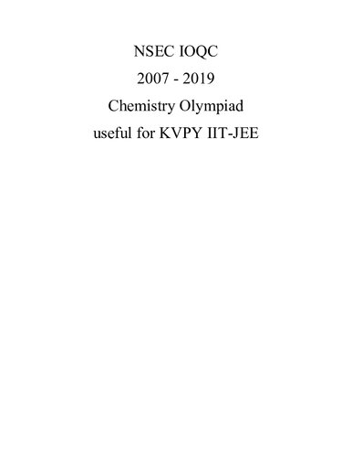 NSEC IOQC 2007 - 2019 Chemistry Olympiad useful for KVPY IIT-JEE