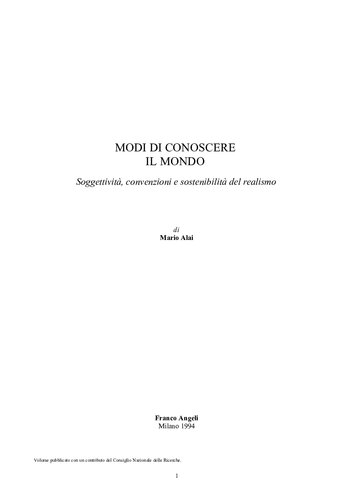 Modi di conoscere il mondo. Soggettività, convenzioni e sostenibilità del realismo