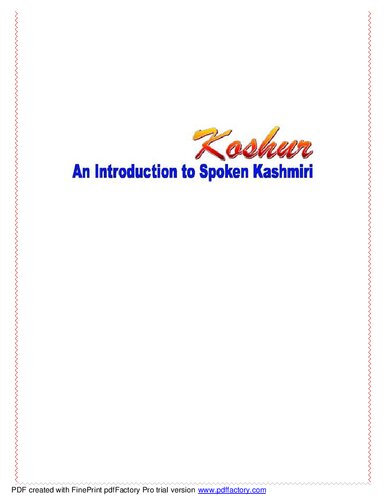 Koshur: An Introduction to Spoken Kashmiri