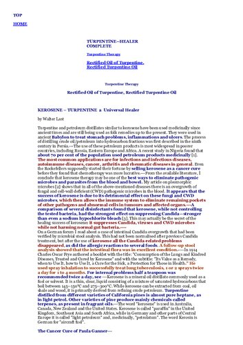 Dr Jennifer Daniels & Walter Last: Turpentine Therapy Protocol - Turpentine Kerosene Universal Healer