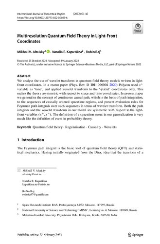 Multiresolution Quantum Field Theory in Light-Front Coordinates