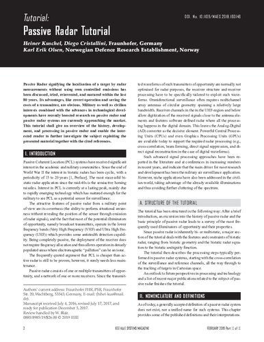 IEEE A & E SYSTEMS MAGAZINE  Passive Radar Tutorial