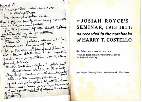 Josiah Royce’s Seminar, 1913-1914