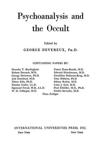 Psychoanalysis and the Occult