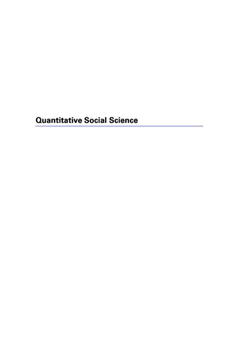 Quantitative Social Science: An Introduction in Stata