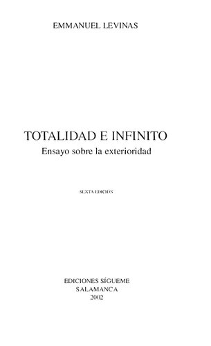 Totalidad e infinito. Ensayo sobre la exterioridad