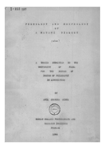 Phonology and morphology of a Magahi dialect