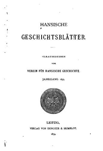 Hansische Geschichtsblätter (Jahrgang 1877)