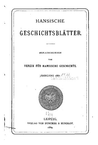 Hansische Geschichtsblätter (Jahrgang 1887)