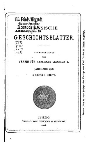 Hansische Geschichtsblätter (Jahrgang 1908)