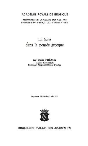 La lune dans la pensée grecque