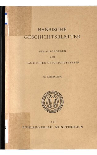 Hansische Geschichtsblätter (Jahrgang 1954)