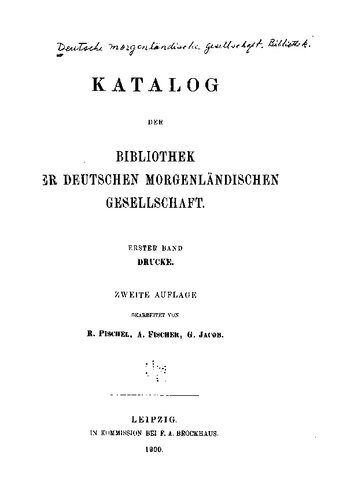 Katalog der Bibliothek der Deutschen Morgenländischen Gesellschaft