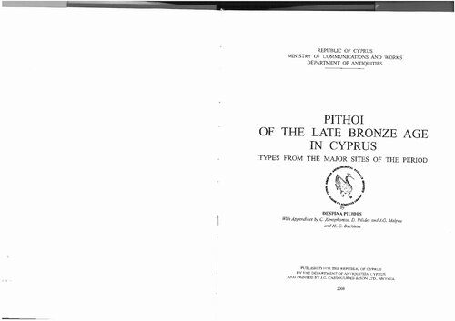 Pithoi of the Late Bronze Age in Cyprus: Types from the Major Sites of the Period