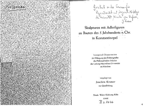 Skulpturen mit Adlerfiguren an Bauten des 5. Jahrhunderts n. Chr. in Konstantinopel
