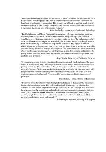 The economics of platforms : concepts and strategy