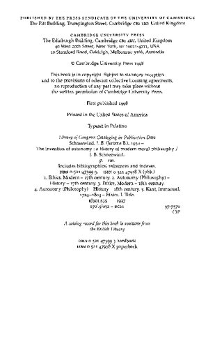 The Invention of Autonomy: A History of Modern Moral Philosophy