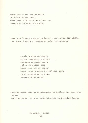 Contribuição para a organização dos serviços de vigilância epidemiológica nos Centros de Saúde de Salvador