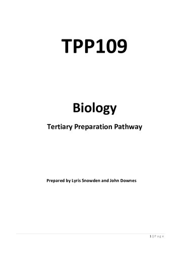 TPP109 Biology