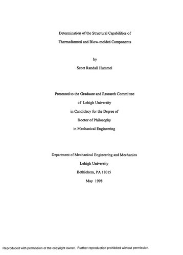 [Dissertation] Determination of the Structural Capabilities of Thermoformed and Blow-molded Components