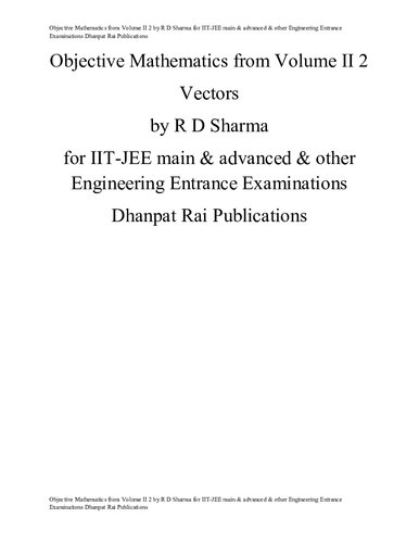 Objective Mathematics Vectors from Volume II 2 by R D Sharma for IIT-JEE main & advanced & other Engineering Entrance Examinations