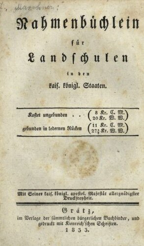 Rahmenbüchlein für Landschulen. Abecedna knixica na dexelne ȣole