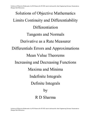 Solutions of Objective Mathematics Part 4 of 5 upto chapter 44 Definite Integrals by R D Sharma for IIT-JEE main & advanced & other Engineering Entrance Examinations