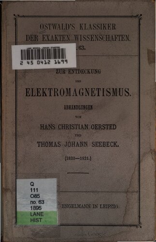 Zur Entdeckung des Elektromagnetismus : Abhandlungen (1820-1821)