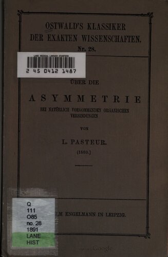 Über die Asymmetrie bei natürlich vorkommenden Verbindungen (1860)