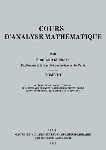 Cours d'analyse mathématique