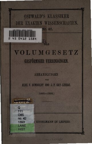 Das Volumgesetz gasförmiger Verbindungen : Abhandlungen (1805-1808)