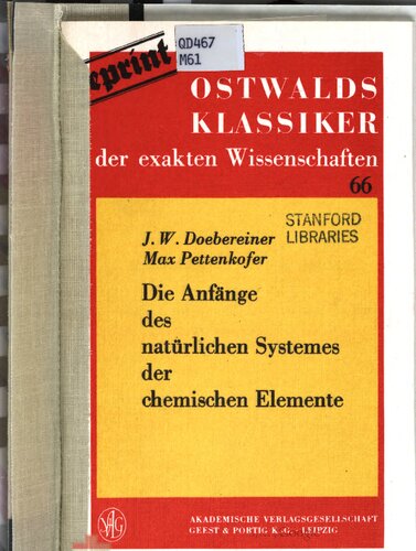 Die Anfänge des natürlichen Systems der chemischen Elemente (1829, 1850)