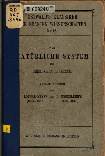 Das natürliche System der chemischen Elemente (1864-1869, 1869-1871)