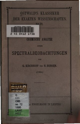 Chemische Analyse durch Spektralbeobachtungen (1860)