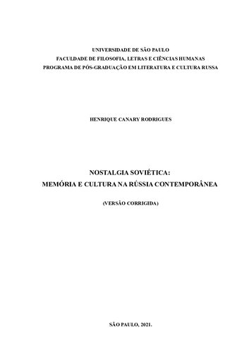 Nostalgia Soviética memória e cultura na Rússia contemporânea