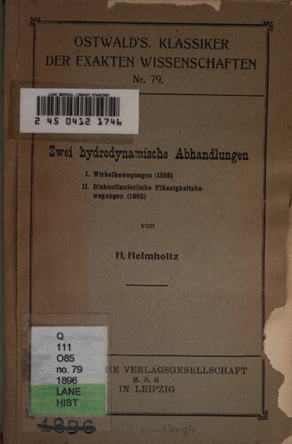 Zwei hydrodynamische Abhandlungen (1858, 1868)