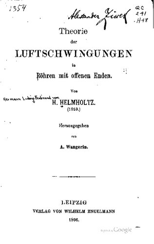 Theorie der Luftschwingungen in Röhren mit offenen Enden (1859)