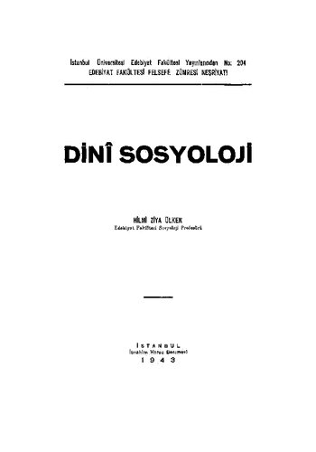 Dini Sosyoloji