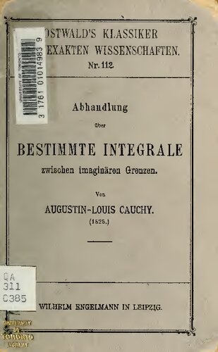 Abhandlung über bestimmte Integrale zwischen imaginären Grenzen (1823)