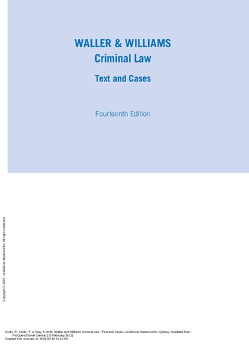 Waller & Williams Criminal Law Text and Cases