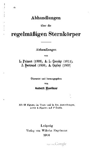 Abhandlungen über die regelmäßigen Sternkörper (1809, 1811, 1858, 1859),