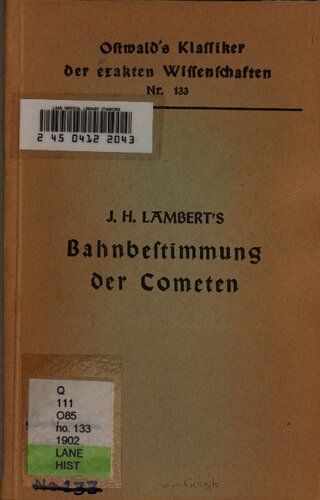 Abhandlungen zur Bahnbestimmung der Kometen (1761, 1771, 1772)