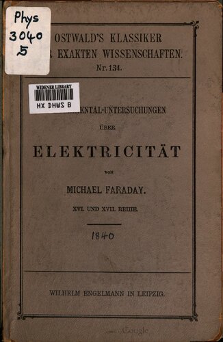 Experimental-Untersuchungen über Elektrizität (1840)