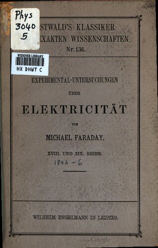Experimental-Untersuchungen über Elektrizität (1843, 1846)