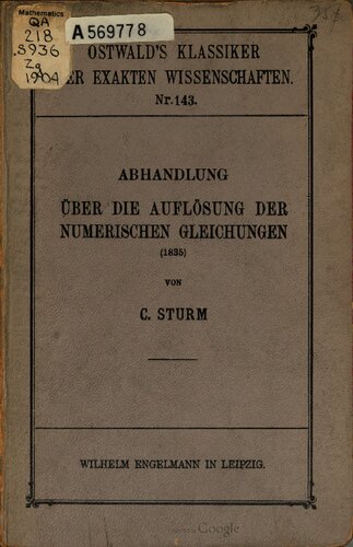 Abhandlung über die Auflösung der numerischen Gleichungen (1835)